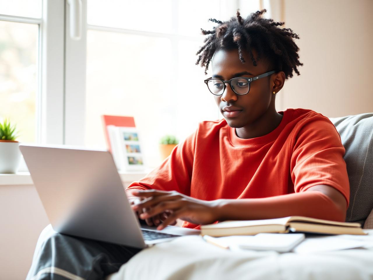 Student studying at home with Apex tutor on laptop